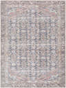 Detailed view of the Valar Washable Area Rug with a traditional design in beige, black, and dark red tones. Design-Rectangle-537