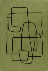 Made to Order Custom Size Vatsa Green Abstract Area Rug