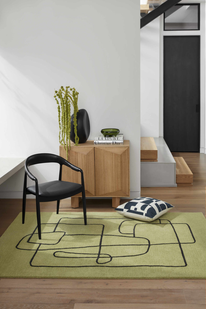 Made to Order Custom Size Vatsa Green Abstract Area Rug