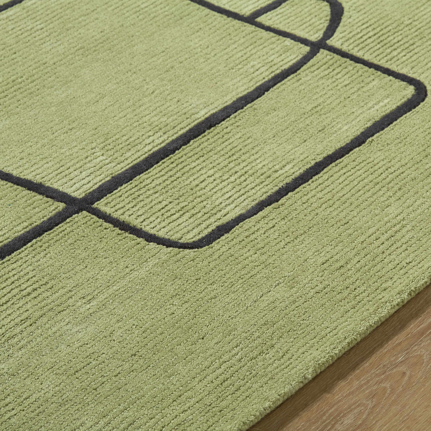 Vatsa Green Abstract Area Rug