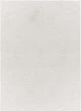 Close-up of the Aucoin Cream 3D Rainbow Washable Area Rug featuring a textured geometric rainbow pattern. Design-Rectangle-4117