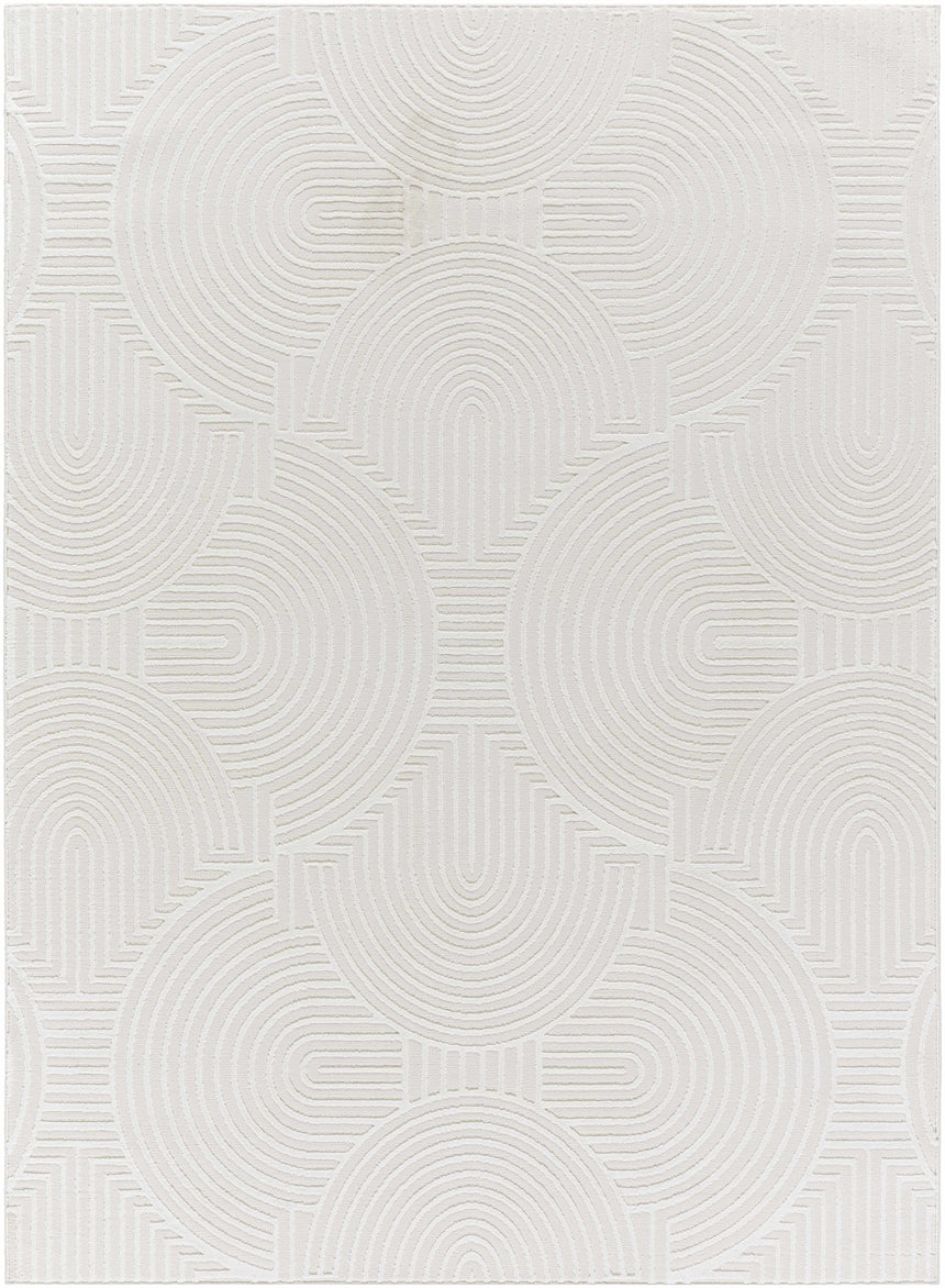 Aucoin Cream 3D Rainbow Washable Area Rug