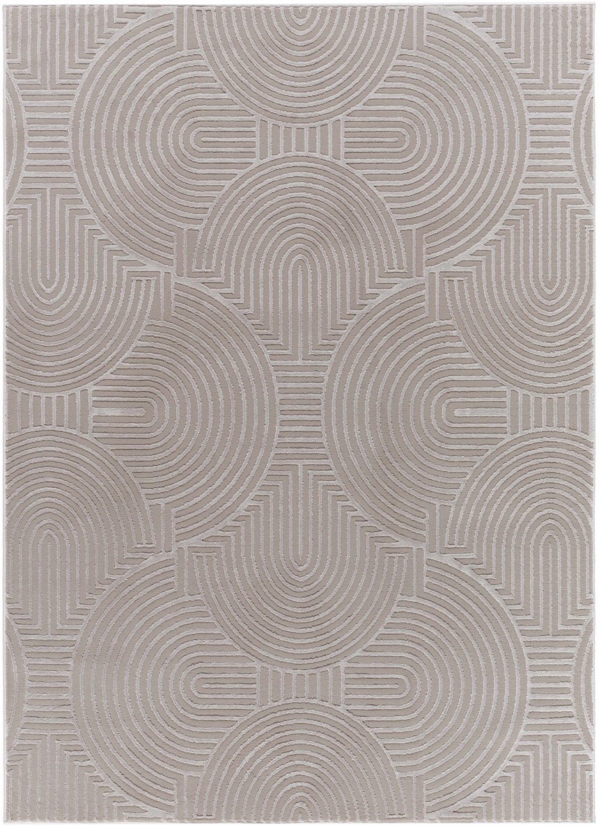 Aucoin Taupe 3D Rainbow Washable Area Rug