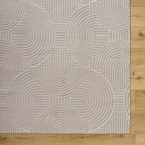 Sample Aucoin Taupe Rainbow Washable Area Rug