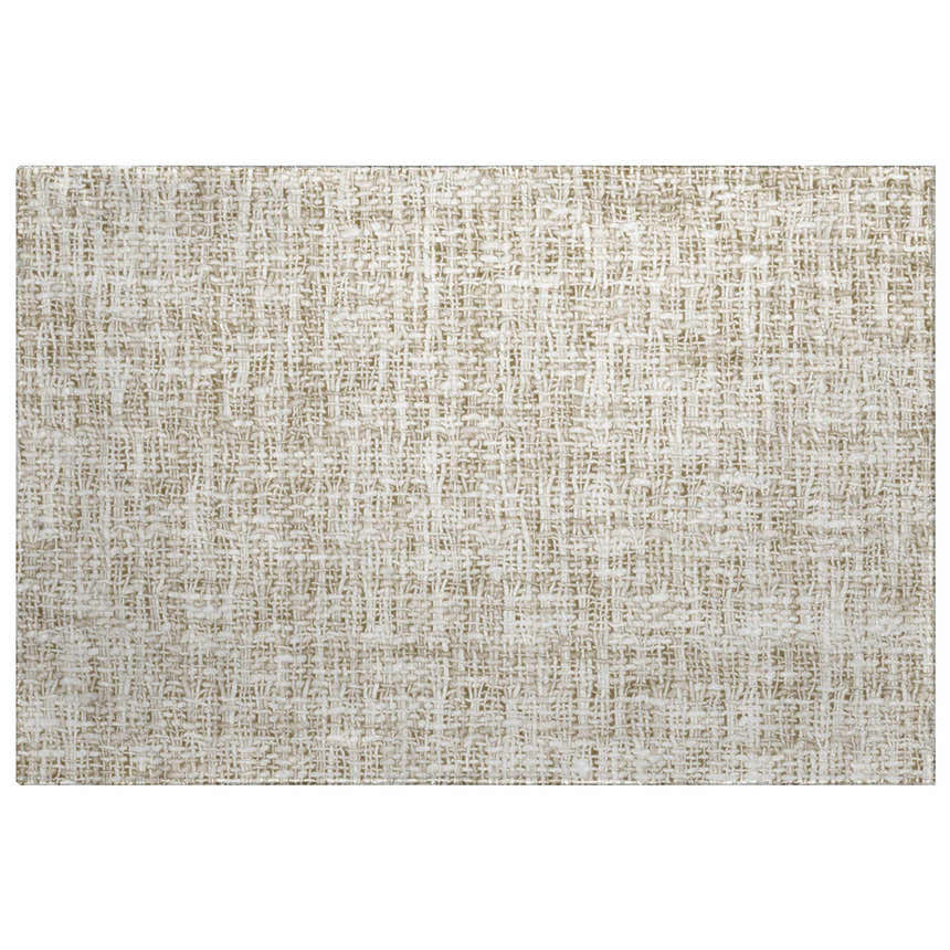 Close-up of the beige Dalyn Luxury Voyage VY1 Washable Area Rug, showing its woven texture and subtle farmhouse style.