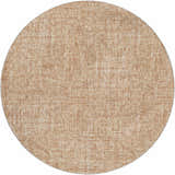 Close-up of round Dalyn Luxury Voyage VY1 Copper Washable Area Rug. Caramel color, textured weave.
