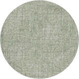 Close-up of a round Dalyn Luxury Voyage VY1 Fern Washable Area Rug with a textured green and white farmhouse design.