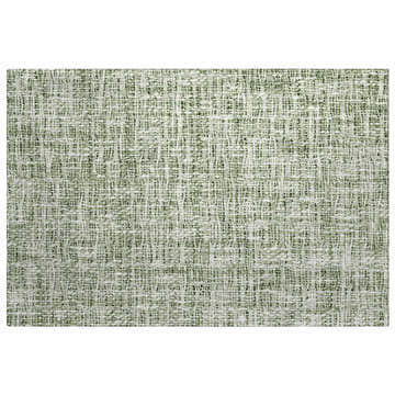Close-up of the woven texture of the Dalyn Luxury Voyage VY1 Fern Washable Area Rug in green.