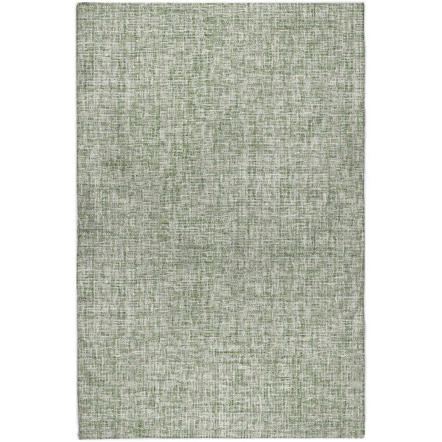 Close-up of the green Dalyn Luxury Voyage VY1 Fern Washable Area Rug, showing its woven texture.