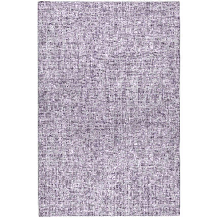 Close-up of the woven texture of the Dalyn Luxury Voyage VY1 Lavender Washable Area Rug. Purple and white threads.