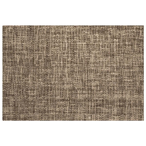Close-up of the woven texture of the Dalyn Luxury Voyage VY1 Mocha Washable Area Rug. Light brown tones.