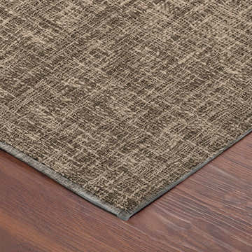 Close-up of the textured weave and mocha color of the Dalyn Luxury Voyage VY1 Washable Area Rug.