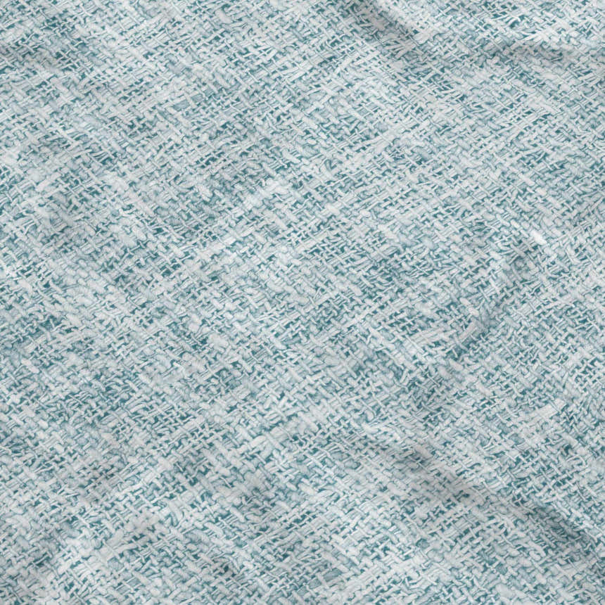 Close-up of Dalyn Luxury Voyage VY1 Sky Washable Area Rug featuring a textured, woven pattern in sky blue and white.