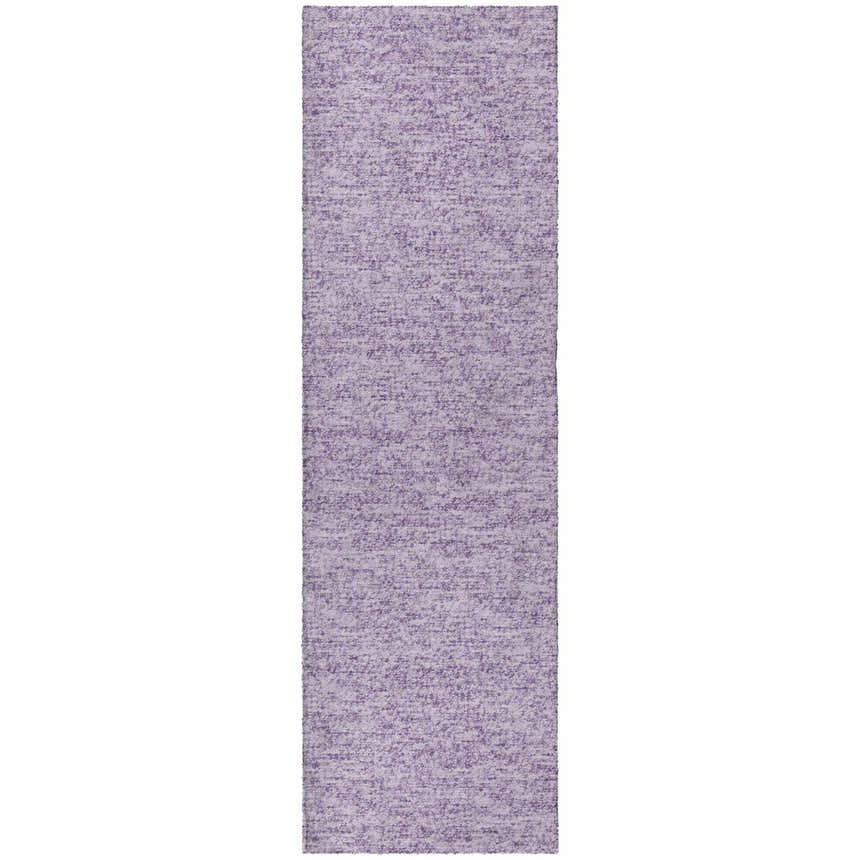 Close-up of the textured Dalyn Luxury Voyage VY2 Lavender Washable Area Rug. Purple farmhouse-style runner.