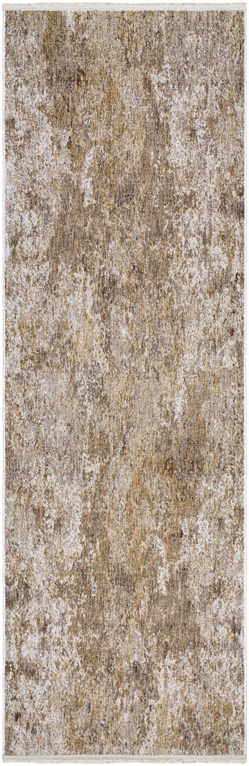 Close-up of the Woodmoor Area Rug - Clearance. Bone, gray, and walnut tones create an abstract, textured pattern. Design-Runner-3210