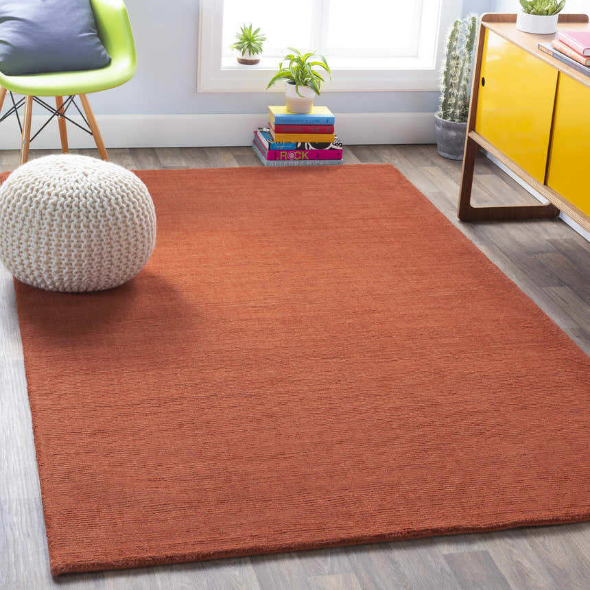 Made to Order Custom Size Brockton Solid Wool Orange Area Rug
