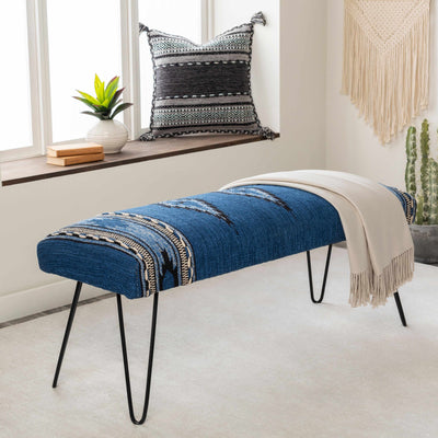 Wesselsbron Navy Striped Upholstered Bench