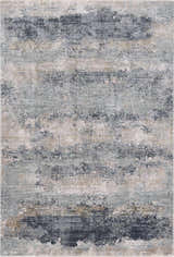 Close-up of the Whyalla Misty Thick Luxe Rug showing its dusty sage, gray, and navy abstract design. Design-Rectangle