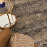 Close-up of the Whyalla Misty Thick Luxe Rug showing its taupe, gray, and black abstract design and soft texture. Styleshot