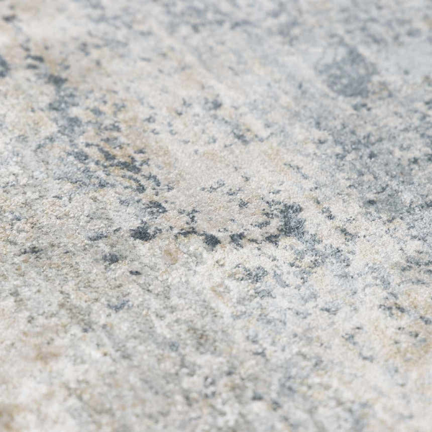 Close-up of the Whyalla Misty Thick Luxe Rug showing its dusty sage, light gray, and navy abstract pattern. Texture