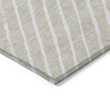 Close-up of Dalyn Wonderland WN27 Beige Washable Area Rug with a subtle striped pattern and soft texture.