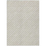 Close-up of Dalyn Wonderland WN27 Beige Washable Area Rug with a subtle diagonal stripe pattern in beige and white.