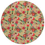 Dalyn Wonderland WN30 Gold Washable Area Rug with nutcrackers, ornaments, and poinsettias on a gold background. Holiday style.