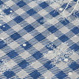 Close-up of Dalyn Wonderland WN32 Blue Washable Area Rug. Features a blue and taupe plaid pattern with snowflakes.