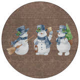 Dalyn Wonderland WN34 Brown Washable Area Rug, round shape, with a snowman holiday design.