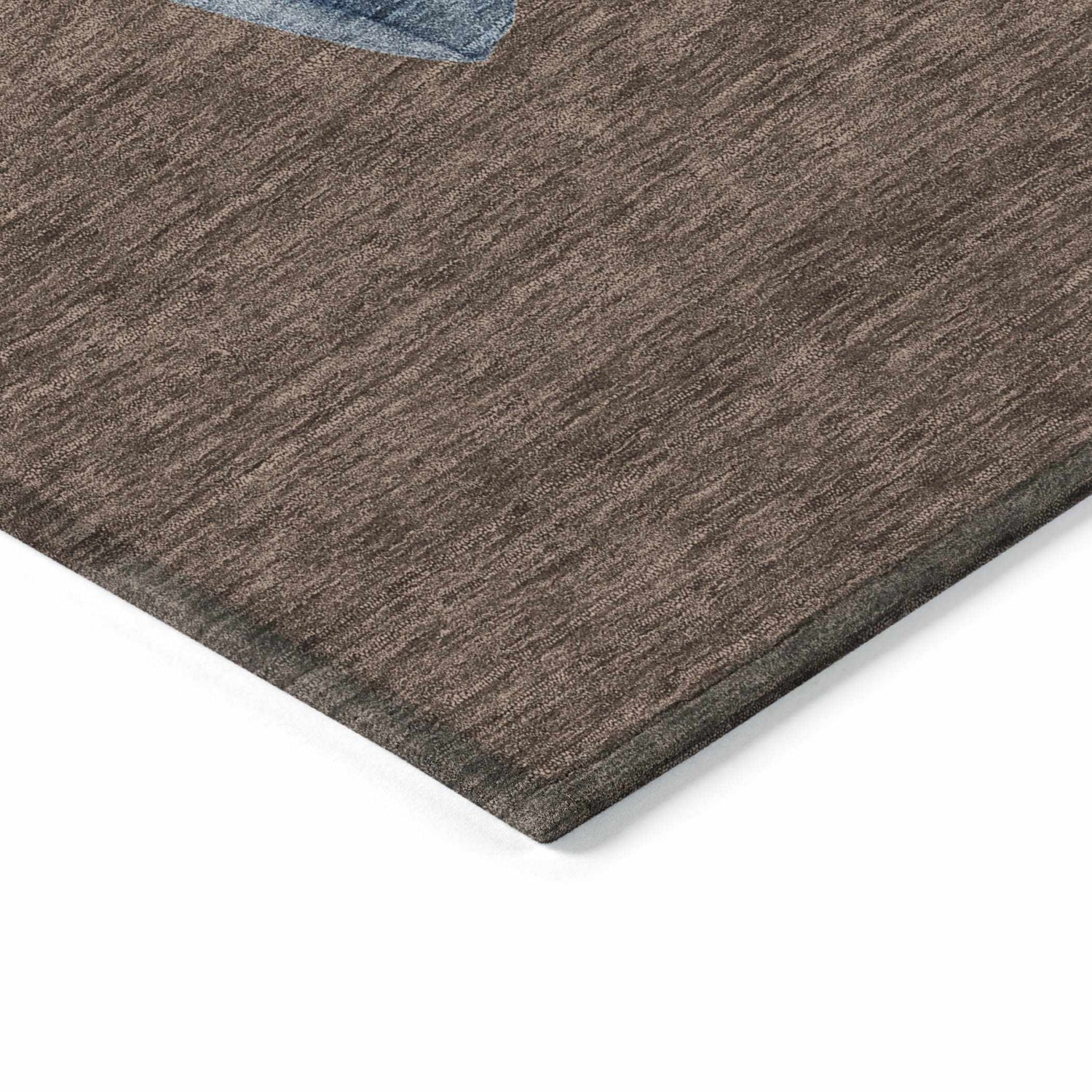 Close-up of the brown Dalyn Wonderland WN34 rug, showing its subtle texture and pattern. Washable, indoor/outdoor rug.