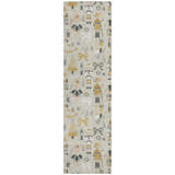 Dalyn Wonderland Beige Washable Area Rug with nutcrackers, ballerinas, Christmas trees, and bows pattern.
