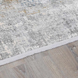 Calion Distressed Blue Luxury Fringed Faux Silk Rug