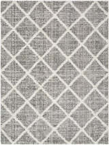 Close-up of the Anuhea Light Gray Area Rug featuring a farmhouse style diamond pattern. Design-Rectangle-576
