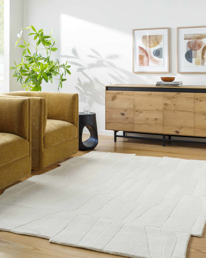 Made to Order Custom Size Yonah White Abstract Area Rug