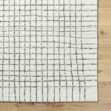 Sample Yates White Grid Wool Area Rug