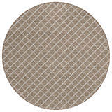Round Dalyn York YO1 Taupe Washable Area Rug with a beige and ivory diamond trellis pattern.