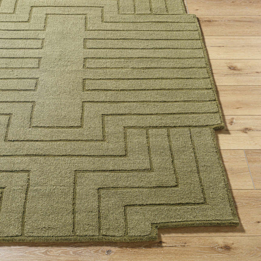 Made to Order Custom Size Yavor Green Geometric Area Rug
