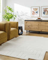 Made to Order Custom Size Yavor White Geometric Area Rug