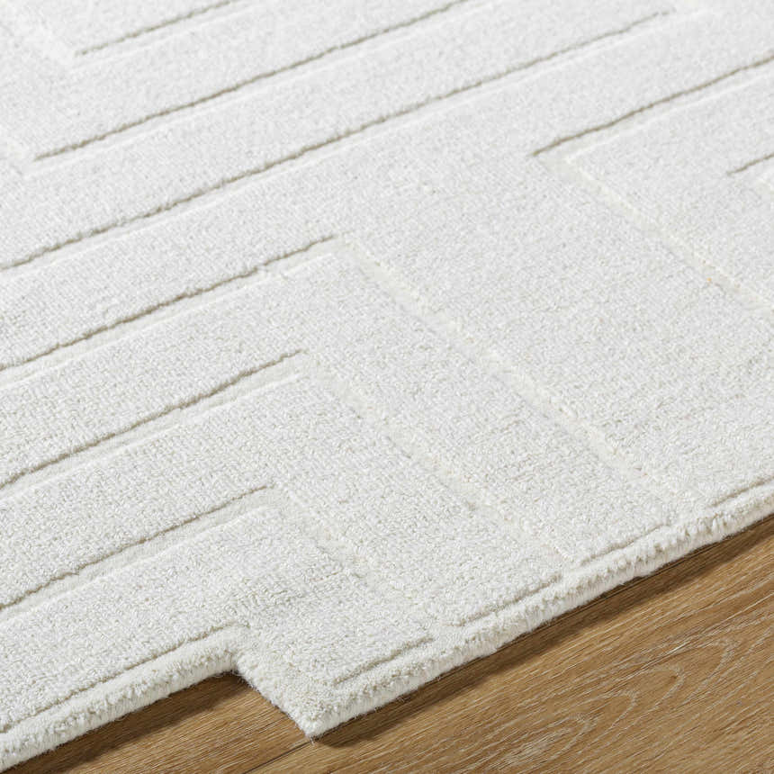 Made to Order Custom Size Yavor White Geometric Area Rug
