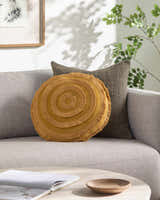 Zayd Mustard Round Throw Pillow - Clearance