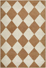 Close-up of the Isaac Handmade Vivir x LIVABLISS VVIS-2300 area rug. Tan and ivory diamond pattern, hand-tufted wool texture. Design-Rectangle-576