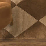 Close-up of Isaac Handmade Vivir x LIVABLISS VVIS-2300 area rug with tan and ivory diamond pattern and wool texture. Styleshot