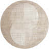 Round Zeke Area Rug, bone and beige, featuring a contemporary geometric design with vertical lines and circles. Design-Round-67
