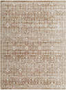 Close-up of the Ammiel Tan Area Rug, showcasing its traditional floral pattern in tan, cream, and red hues. Design-Rectangle-5710