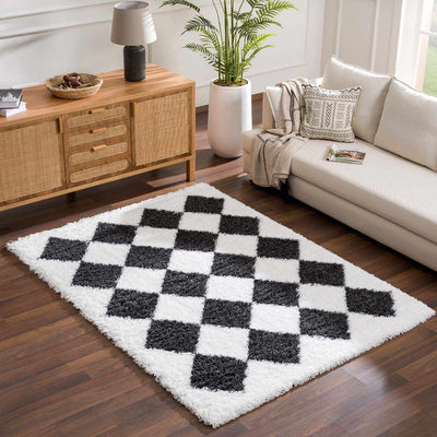 Zahur Black & White Diamond Area Rug