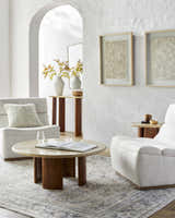 Living room scene with neutral furniture and the Zahar Washable Area Rug in light silver, silver gray, and warm gray. Roomscene-Rectangle