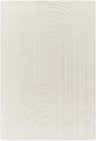 Close-up of the Alayja Area Rug in light silver wool with a contemporary striped and arched design. Design-Rectangle-576