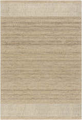 Close-up of the Ira Handmade Vivir x LIVABLISS VVIR-2300 Area Rug. Beige, sandstone, and taupe wool rug with a subtle striped design. Design-Rectangle-46