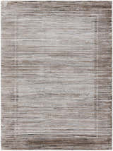 Close-up of Ainhoa Luxe Thick Area Rug. Contemporary style with ivory, tan, peach, and black striations. Machine woven texture. Design-Rectangle-537