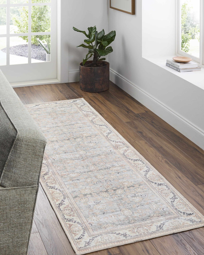 Zamir Vintage Flat Pile Washable Rug